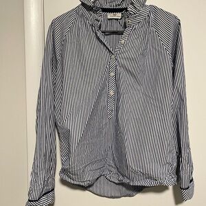 Vineyard Vines Striped Ruffled Collar Button-Up Blouse